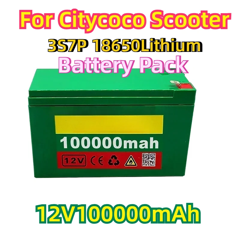 For Citycoco Scooter 12V100000mAh 3S7P 18650Lithium Battery Pack 100Ah High Current BMS Used