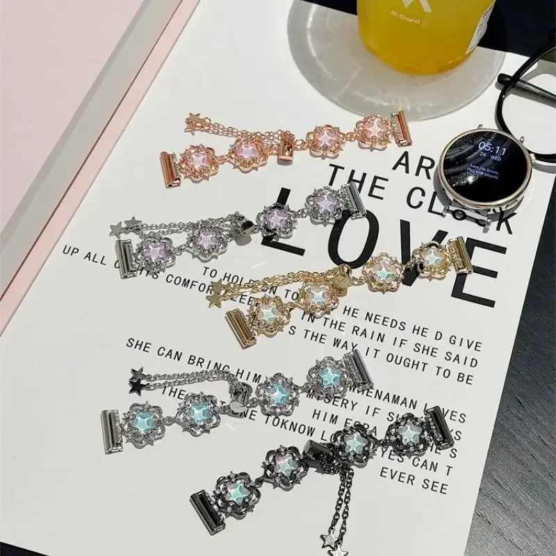 

Wire frame flowing star diamond chain wristband suitable for Huawei GT5/GT5 Pro/GT4/GT2/3/4 22mm/20mm/18mm watch straps