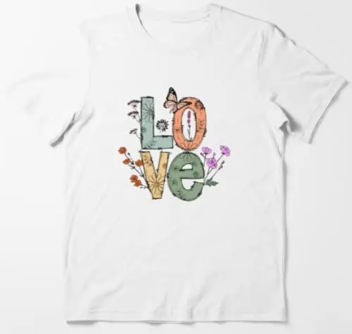 Camiseta de amor con setas y mariposas, 100% algodón Premium