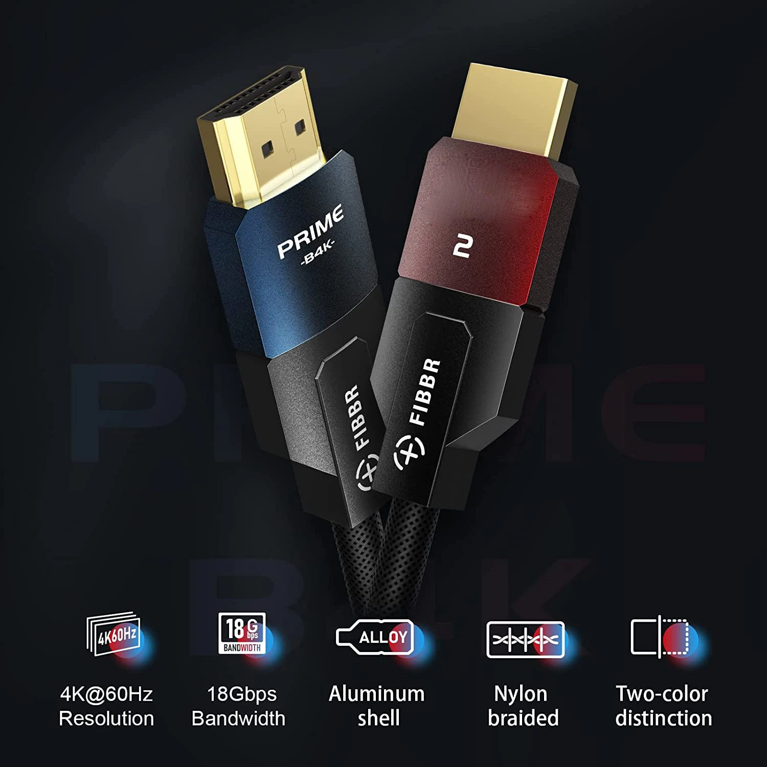 FIBBR 4K HDMI 2.0-Compatible Cable 18Gbps Support 4K 60Hz 2K 144/165Hz Compatible with Fire TV PlayStation PS4 PS3 PC