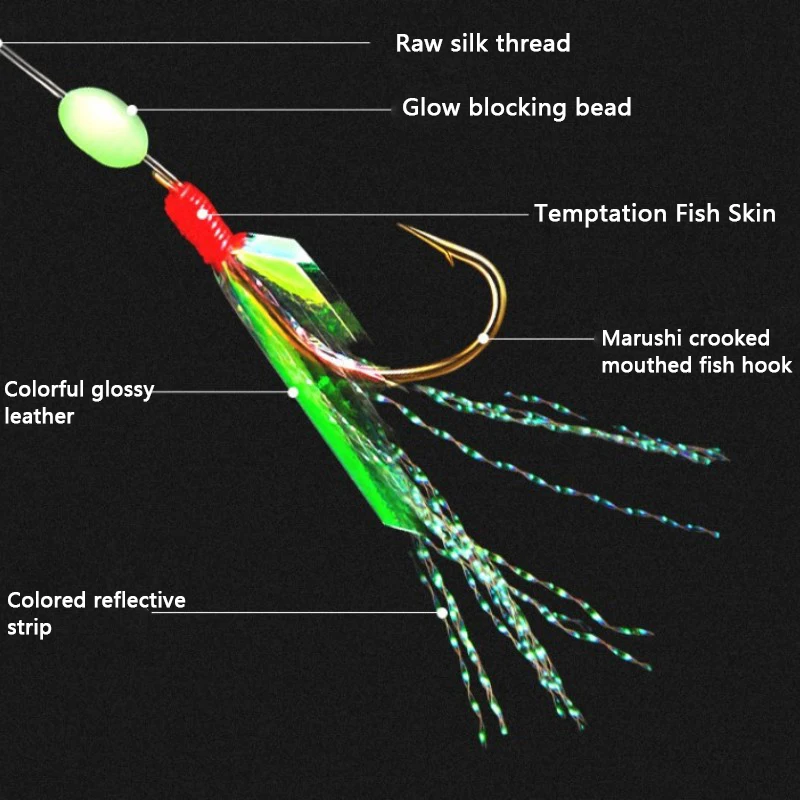 White Fish Skin Bionic String Hook Shrimp Skin Hook Warped Mouth White Striped Mackerel Spanish Mackerel Fish Hook