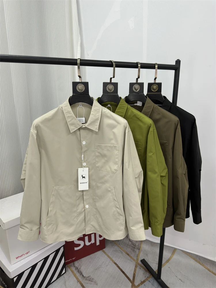 

American Functional Faion Waterproof Wear-Resistant Loose Collar Outdoor Workwear Sle Casual irt Jaet for Men