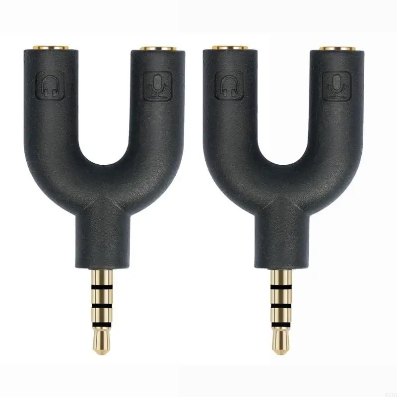 2PCS Headphone Microphone Jacks Splitter Adapter For 3.5mm Headphones Tablets 