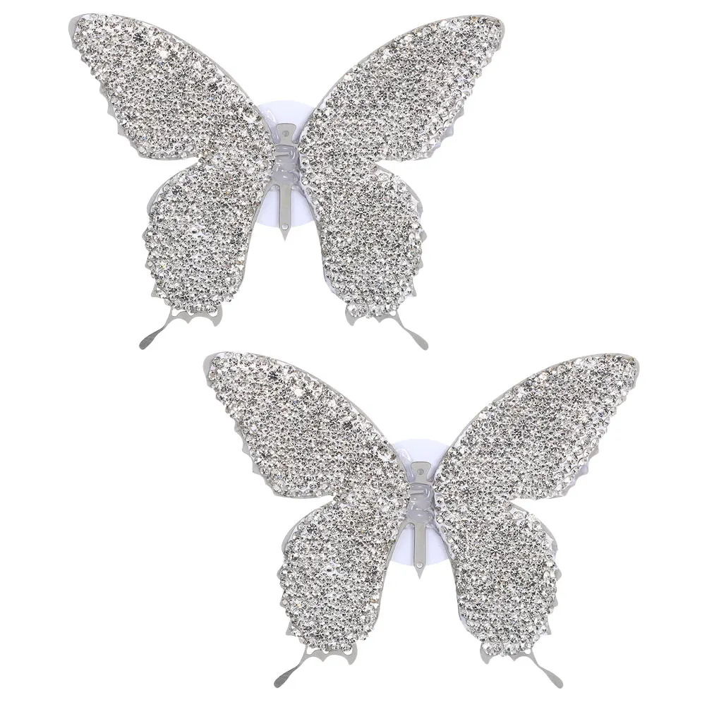 

2pcs Vent Perfume Car Outlet Clips Decoration Clips Rhinestone Butterfly Aroma Ornament Dashboard Decor Car Interior Fragrance