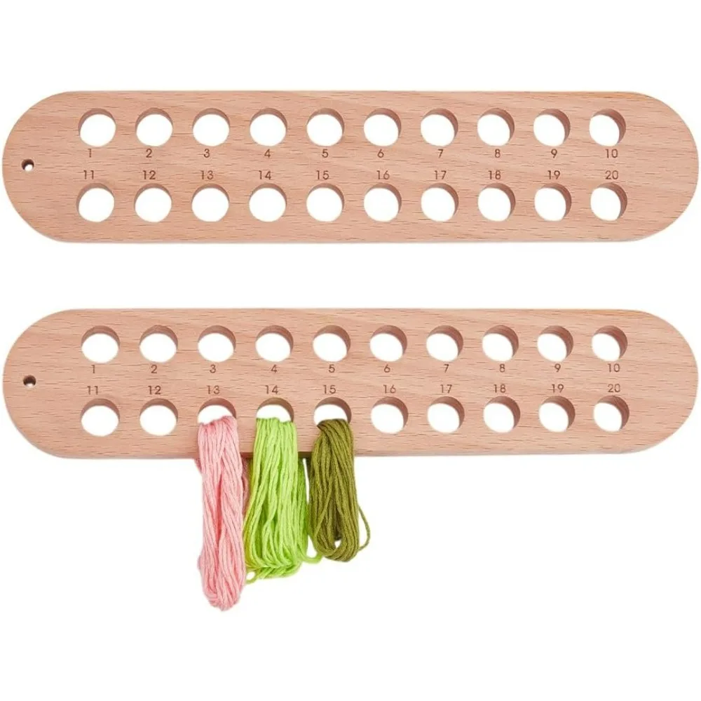

2 шт., органайзеры для деревянных ниток для вышивания, 20 отверстий, деревянный органайзер для ниток для вышивки крестиком, органайзер для ниток, деревянный стежок