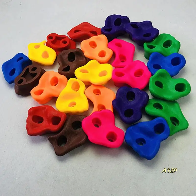 

10Pcs Mixed Color Plastic Children Kids Rock Climbing Wood Wall Stones Hand Feet Holds Grip Kits With Screws