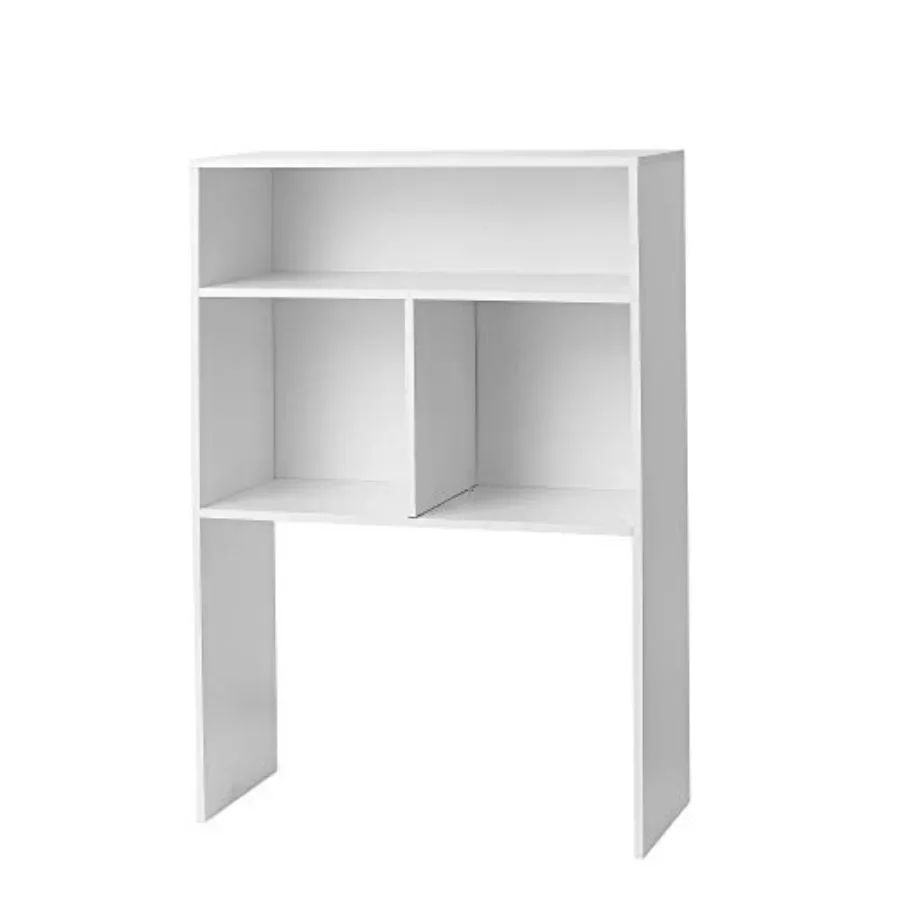 Dorm desk bookshelf for college students, white MDF material, extra depth design for maximum storage capacity and stability