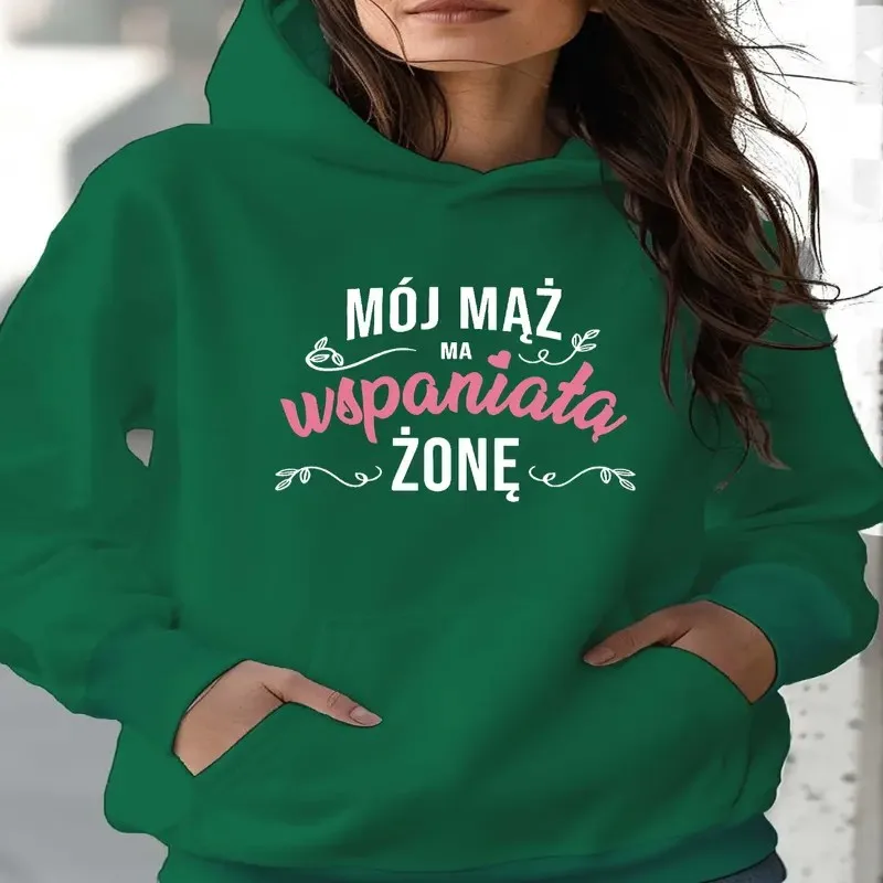 

Winter Fall Female Oversize Sweatshirt Clothes Plus Size Women Art Pink White Text Graphic Elegant Breathable Fabric Cotton Y2k