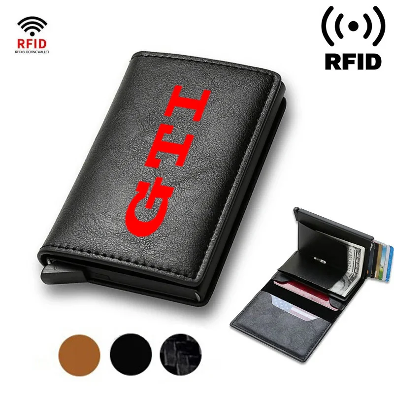 Rfid Credit Card Holder Men Wallets Bank Cardholder Leather Wallets For VOLKSWAGEN VW GTI Logo Badge 2023 2022 2017 2013 2021 20