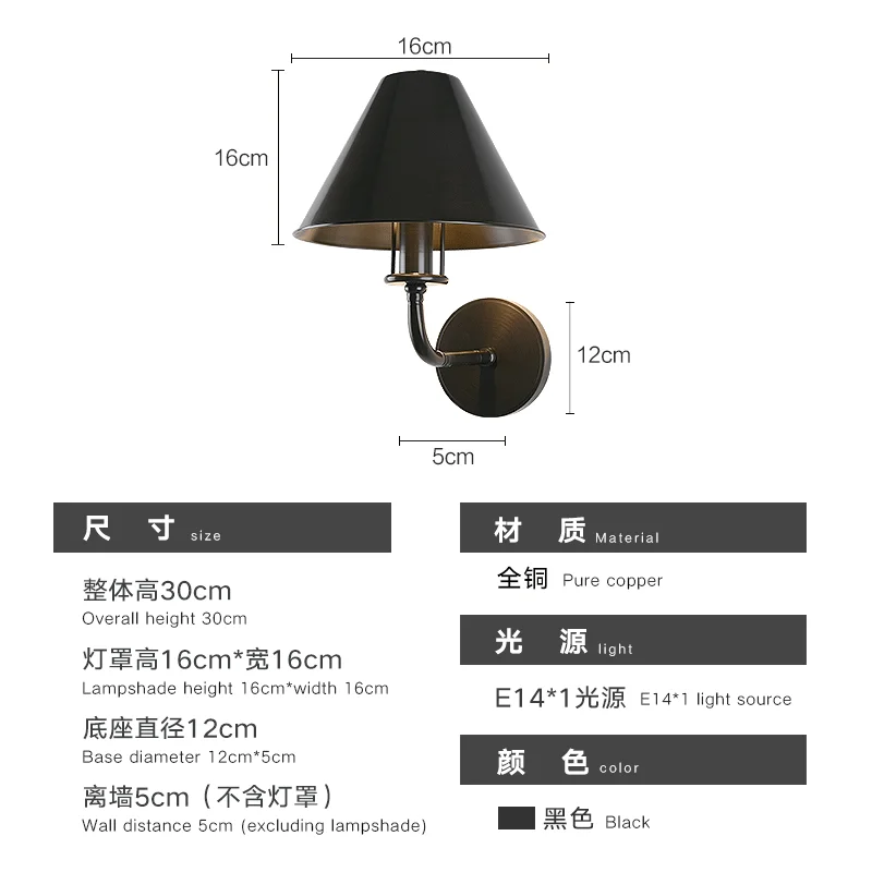 Lampu depan cermin Nordic lampu dinding kuningan lampu samping tempat tidur anak-anak lampu buku apartemen ruang tamu lampu dekorasi