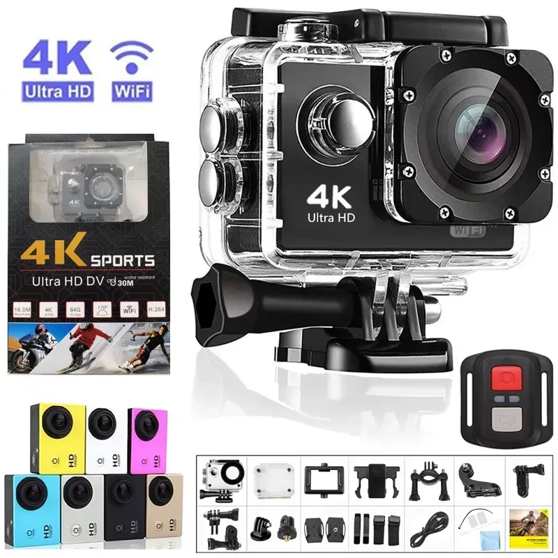 4K Ultra HD Professional Action Camera Wifi  Motorcycle Bike Helmet Waterproof 2.0-inch Screen Remote Control Video Recorder