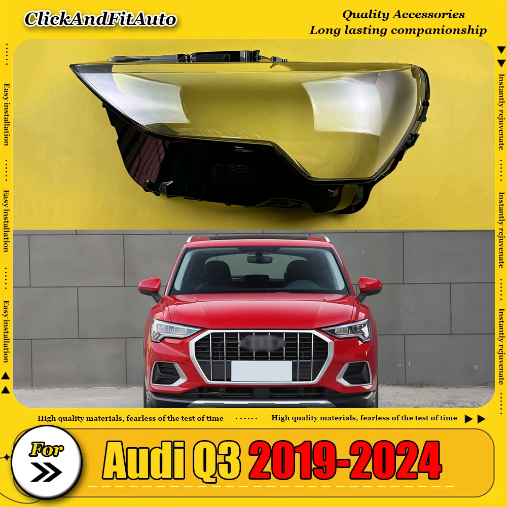

For Audi Q3 2019-2024 Headlight Lens Cover Transparent Lamp Shade Headlamp Shell Plexiglass Replace Original Lampshade