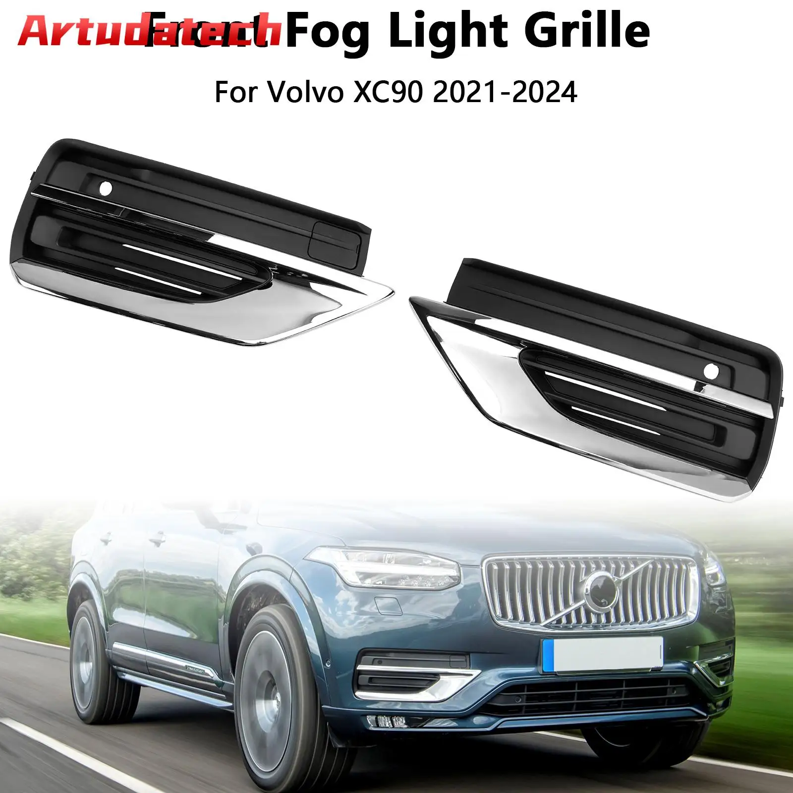 

Artudatech Pair Front Bumper Fog Light Grille Fog Lamp Grill Grille Fit for Volvo XC90 2021 2022 2023 2024