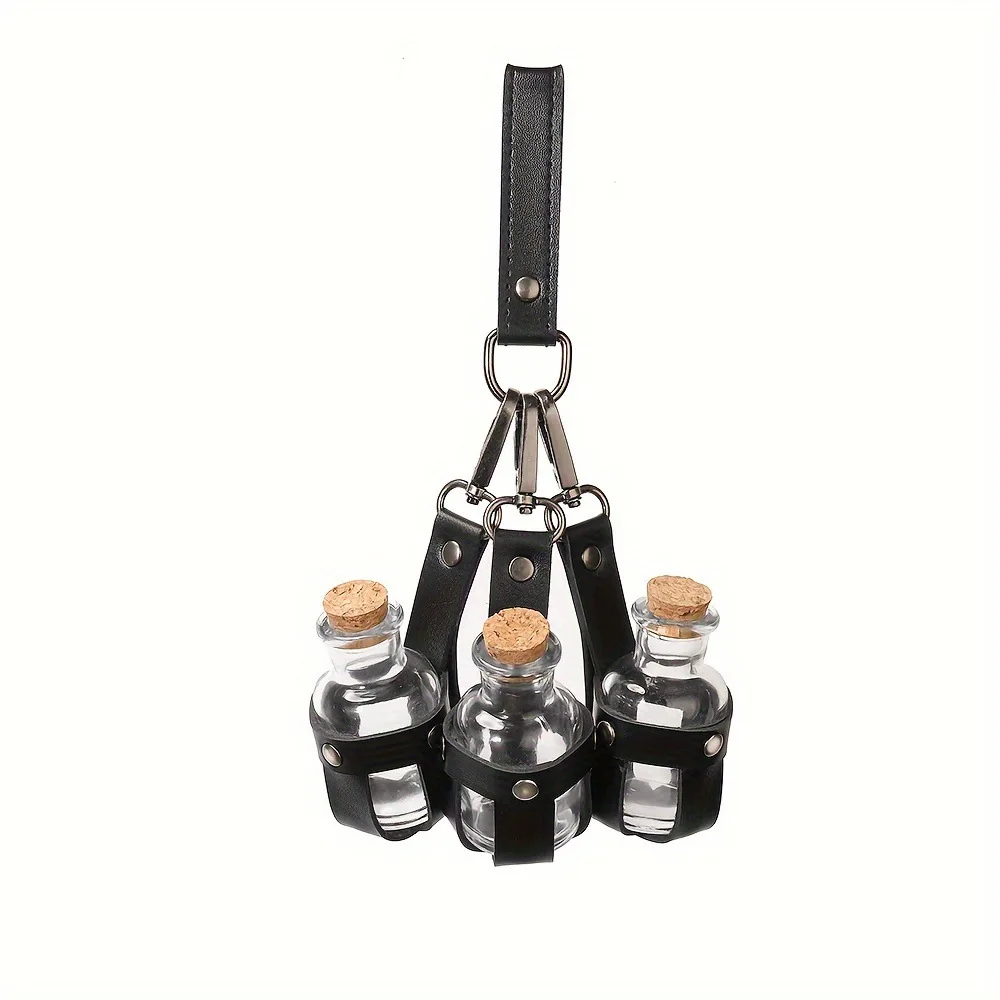 Medieval Cork Stopper Potion Bottle Organizer Minimalist Flask Protective Case Waist-Worn Potion Bottle Pouch Party Props
