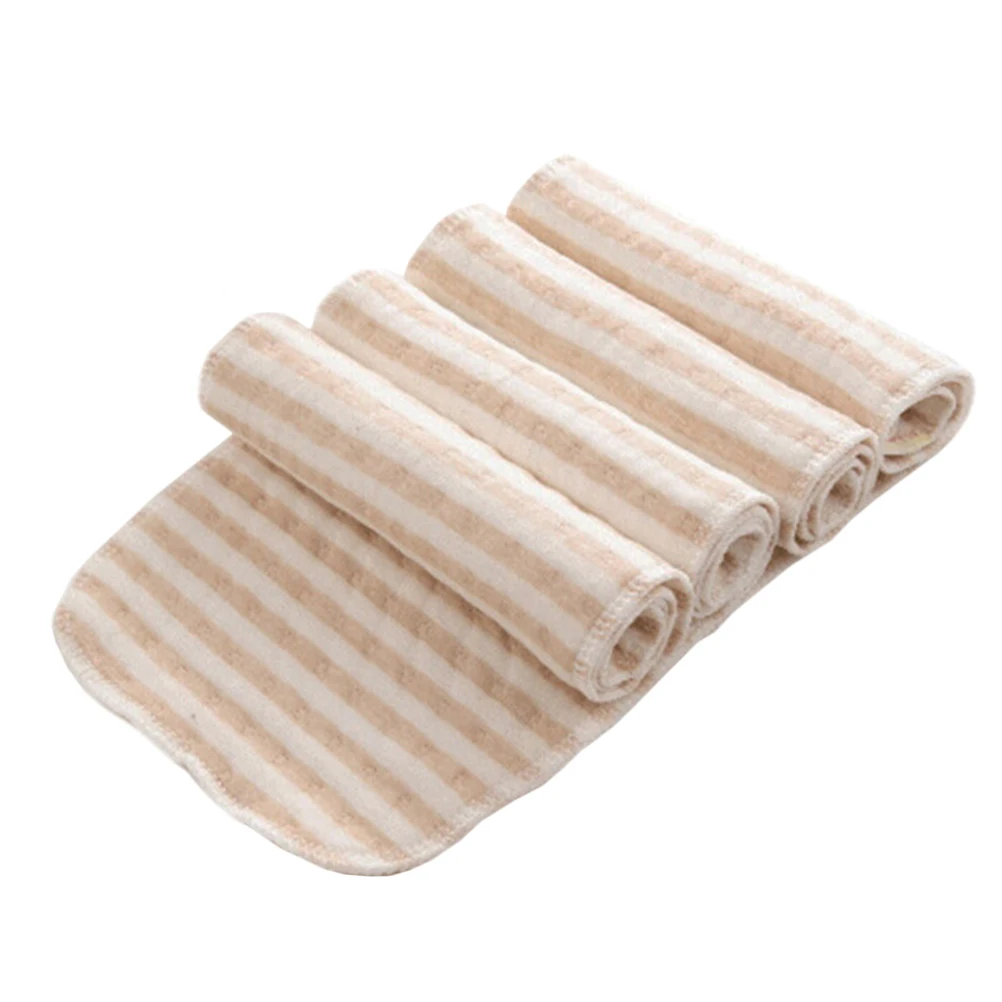 

4 Pcs Nighttime Leak Proof Washable Liners Burp Cloths Infant Booster Pad Brown Flat Fold Reusable Child Diapers Moisture