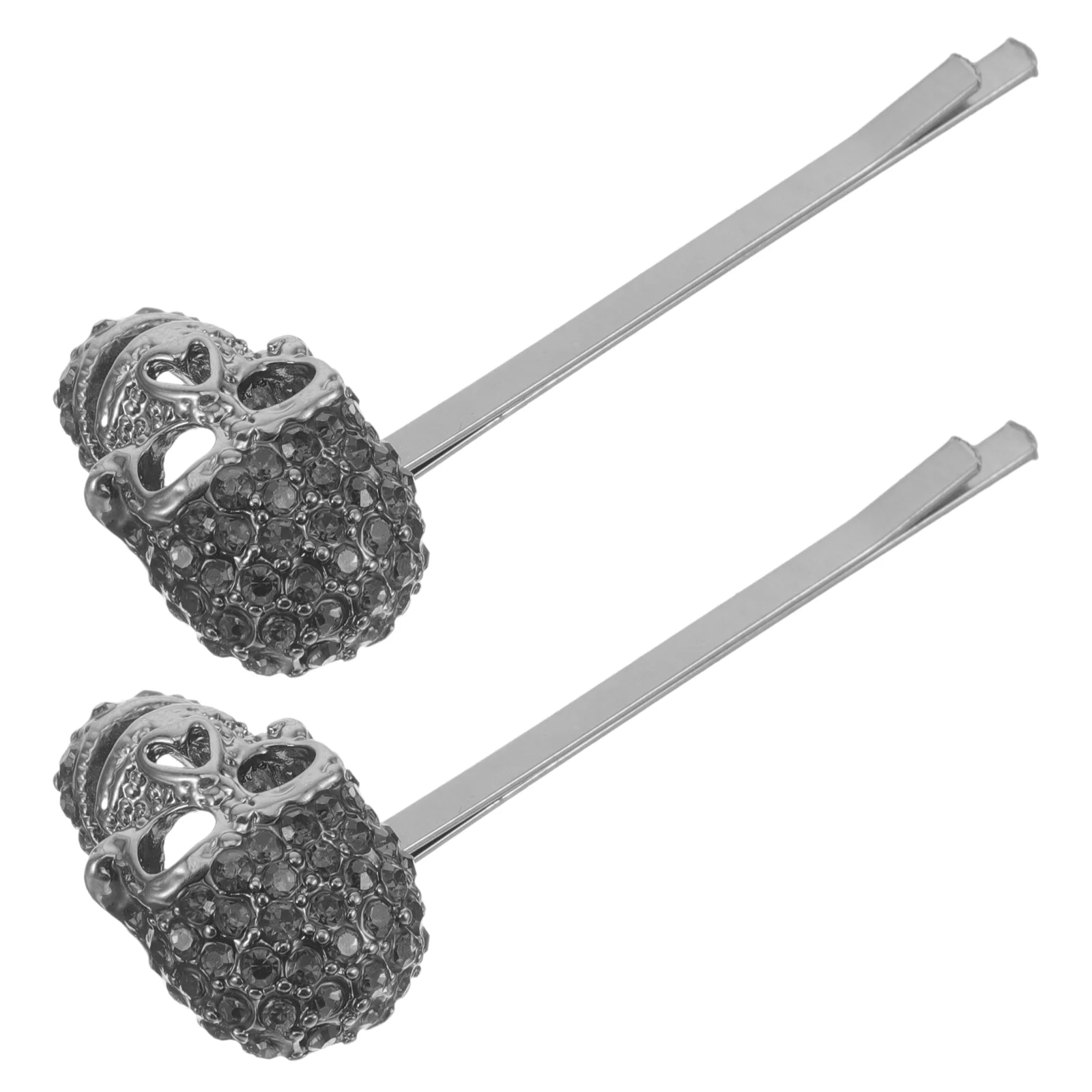 2 Pcs Wigs Skull Hair Clip Rhinestone Halloween Hairpin Barrette Black Girl