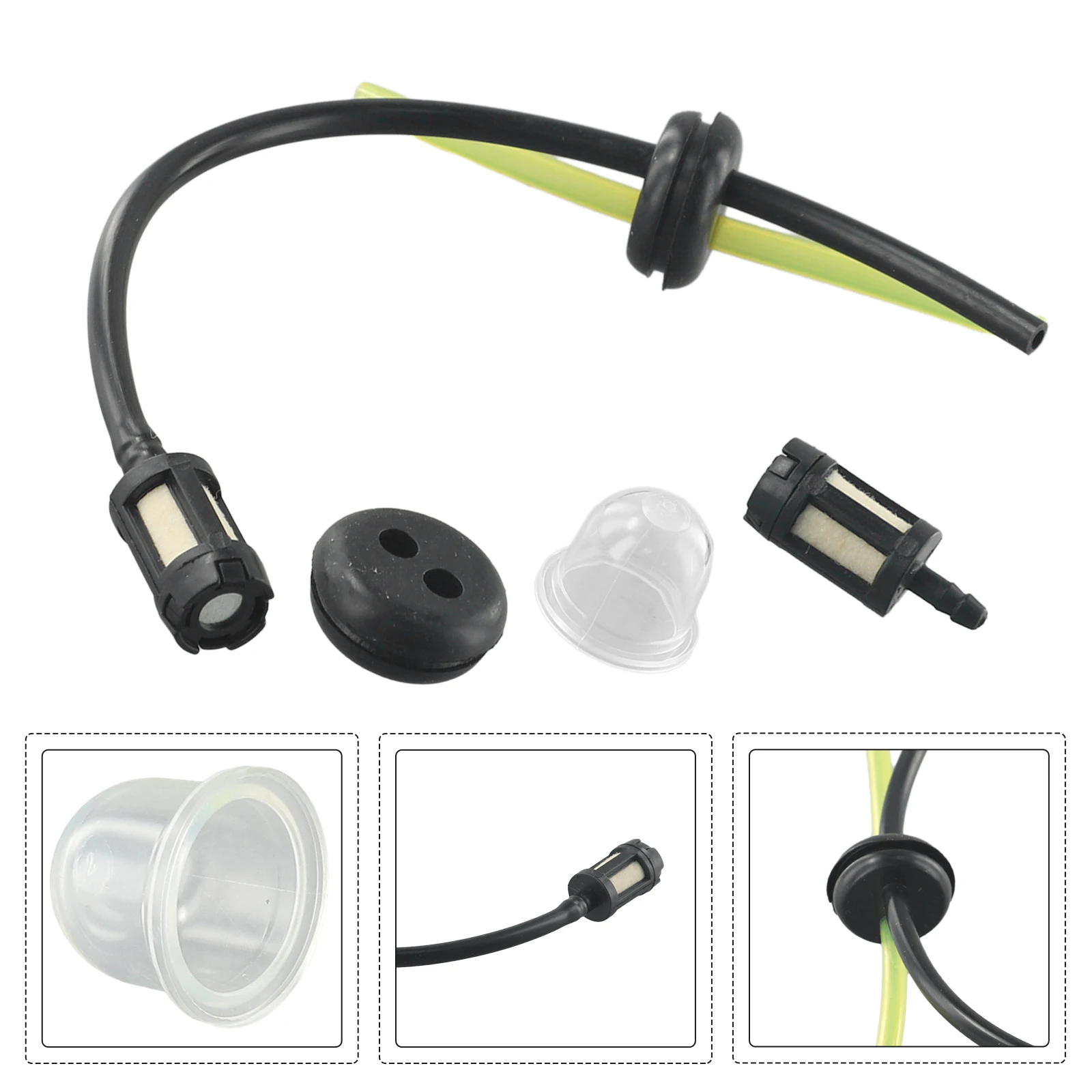 Outdoor Fuel Hose Set Garden 4pcs ABS Fuel Hose Pipe Filter Primer & Gromett Pipe Filter Set Easy Installation