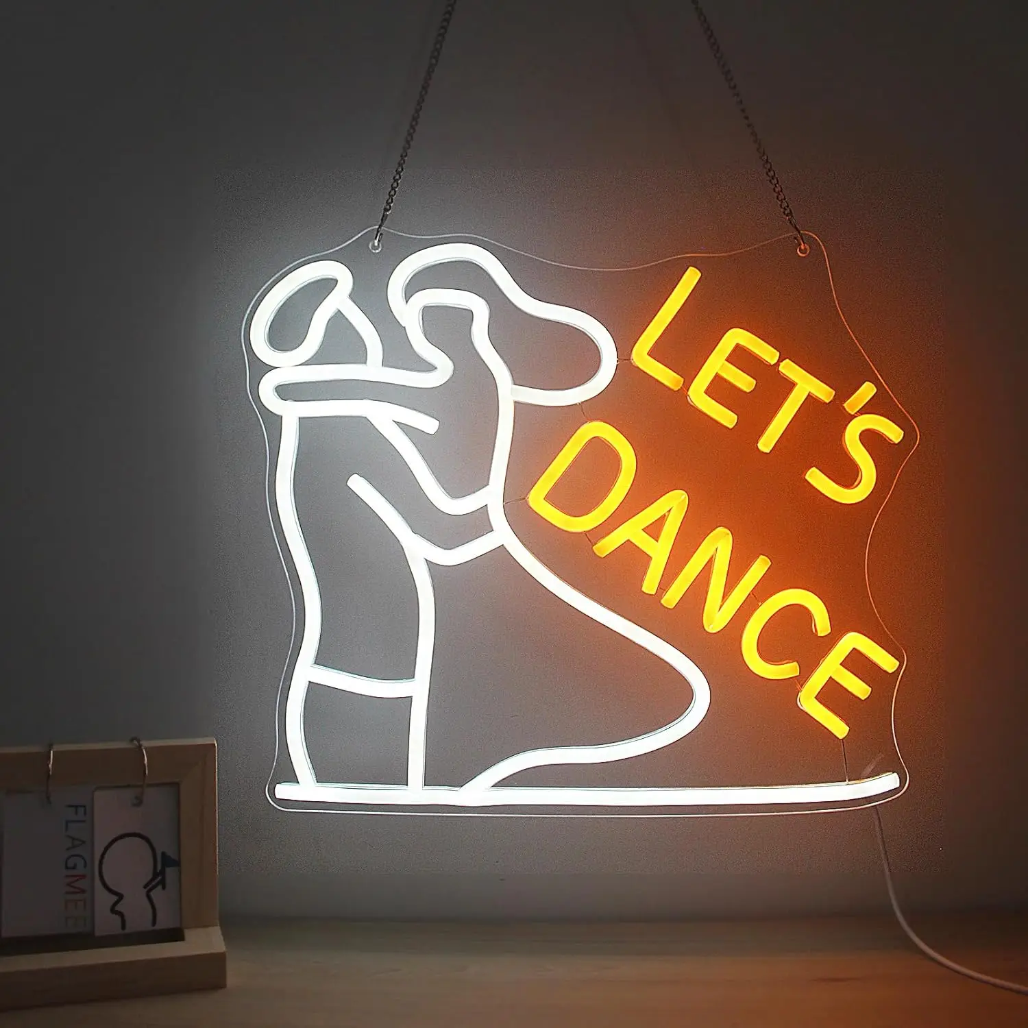 

LET'S DANCE LED Neon Sign Romantic Couple Silhouette Wall Art for Party Bar Home Decor Lighting Gift Creates Joyful Atmosphere