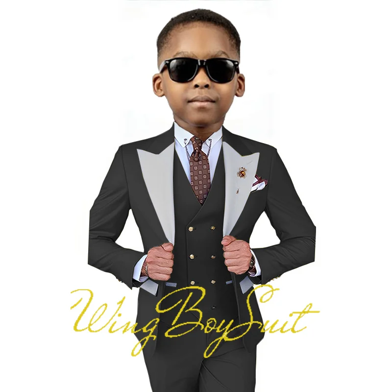 Wedding Boys Suit Jacket Pants Vest 3 Piece Set Formal Clothes 2-16 Years Kids Blazer Ring Bearer