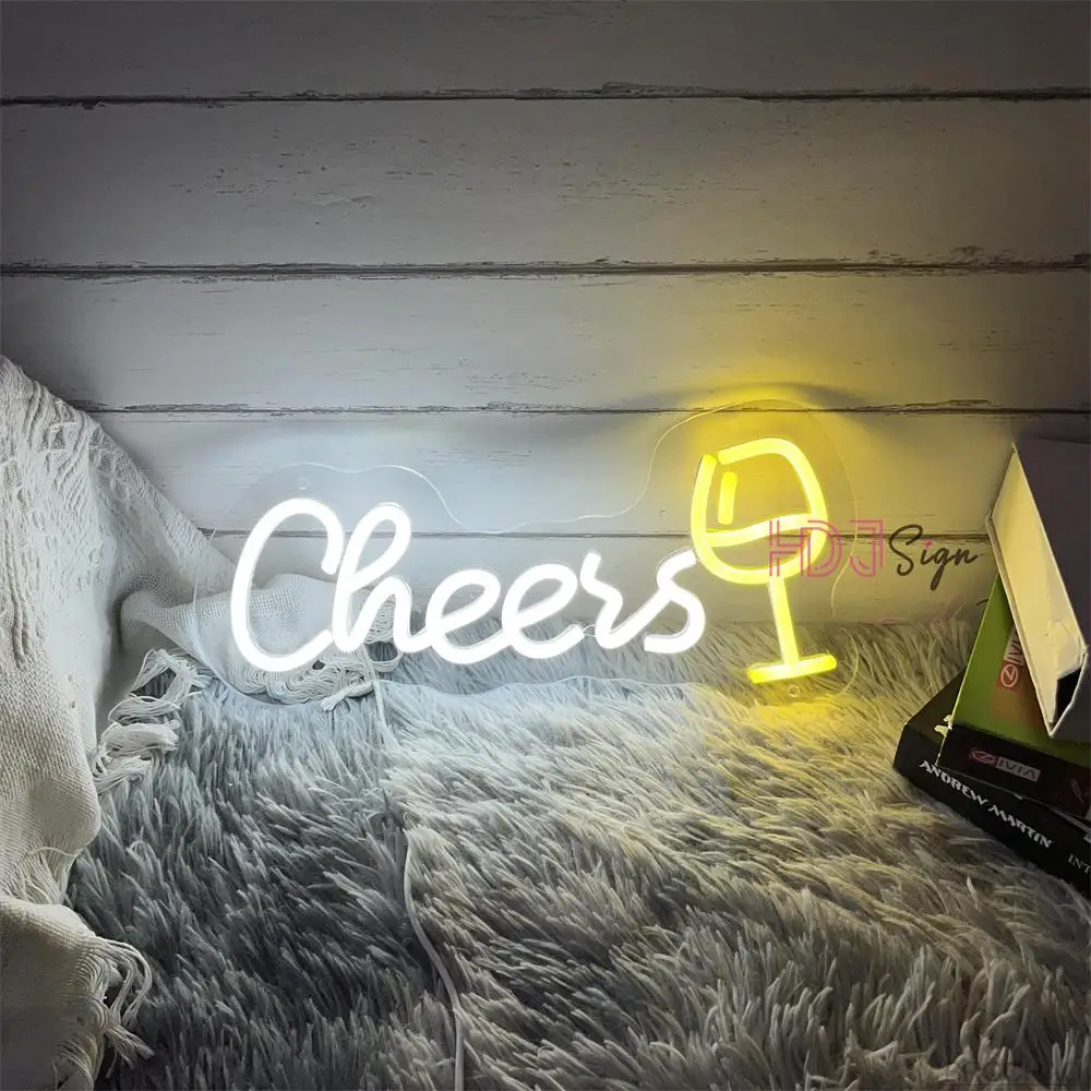 Luz de néon led para letras decoração da sala de parede cheers sinal de néon jardim festa casamento aniversário decoração da parede lâmpadas néon luz