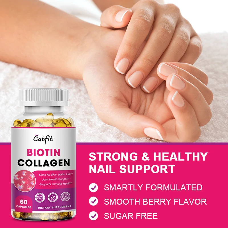 Catfit Compound Biotin & Collagen Capsule Protein Supplement for Skin Care Nails &Hair Growth Vitamin for Women and man