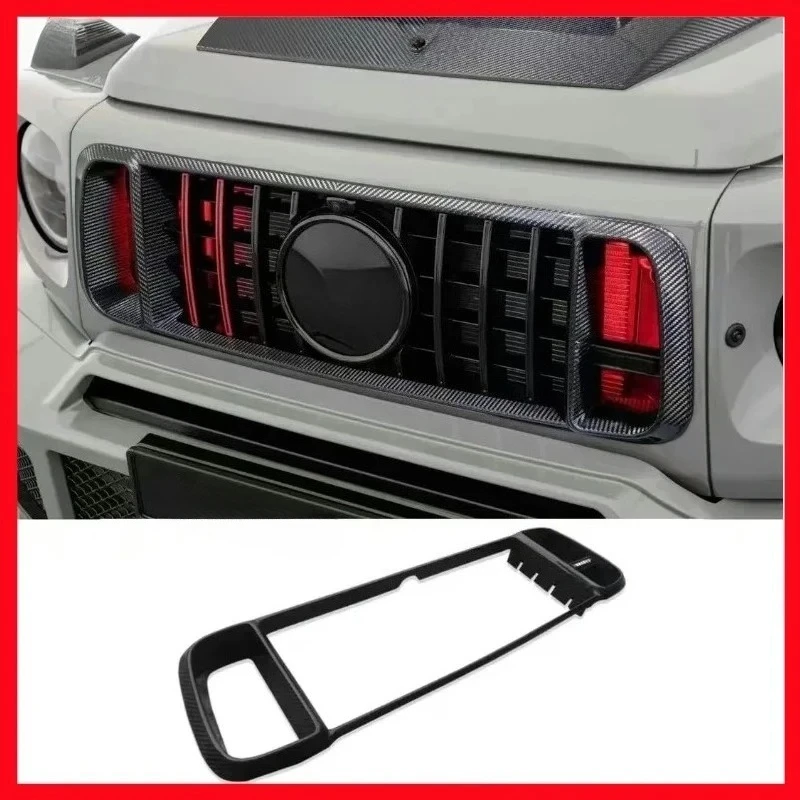 

For Mercedes-Benz G63 G500 G400 G550 G900 B Style Real Carbon Fiber 2019 Front Grill Frame With Light Facelift Grille Mesh Cover