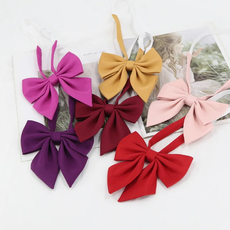 Moda JK Papillon Solido Rosa Blu Nero Fiocco Nodo 13 cm Larghezza Morbido Cotone Farfalla Uniforme DK Cravatta Donna Abbigliamento Quotidiano Camicia Cravatta