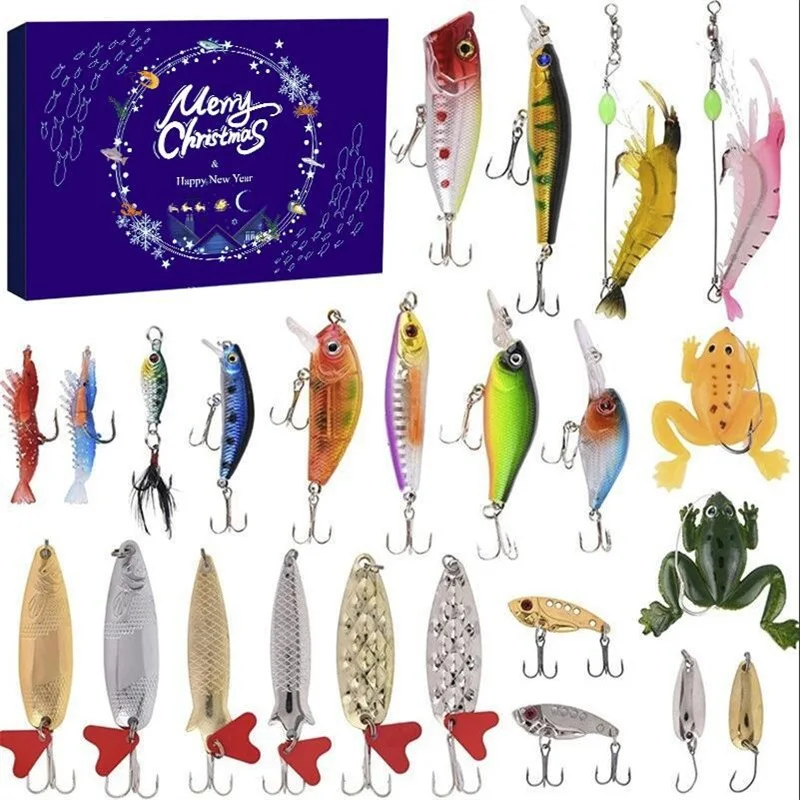 

ALASICKA 1set 24 Piece Lua Lure Surprise Blind Box Set Christmas Calendar Countdown New Year's Fishing Gift Box Holiday Gifts