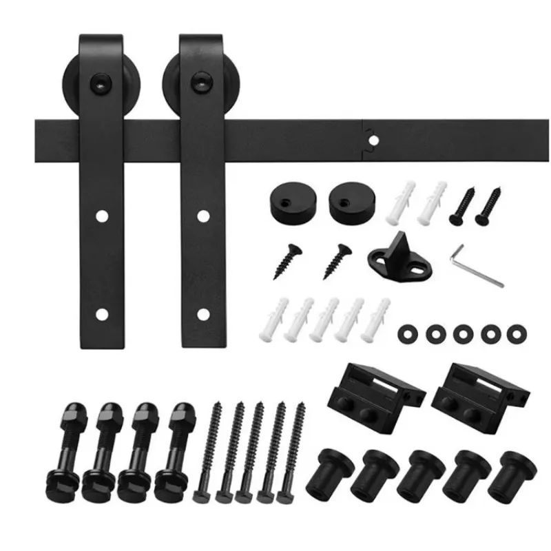 Modern Custom Door Hardware Black Sliding Wood Barn Door Hardware Kit