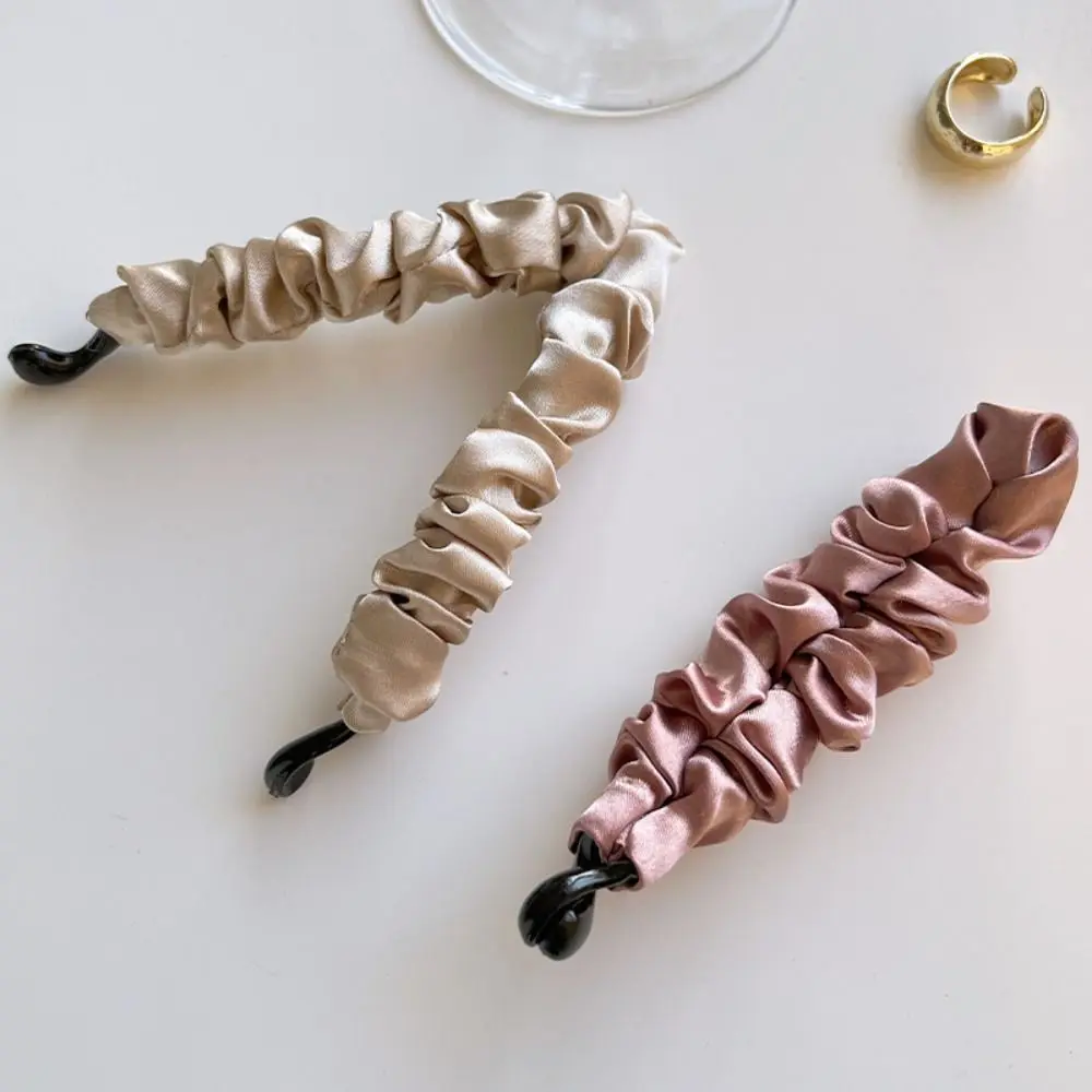 Sweet Korean Style Cloth Banana Clip Leopard Print Ponytail Holder Vertical Clip Headdress Headwear Bowknot Hair Clip Women