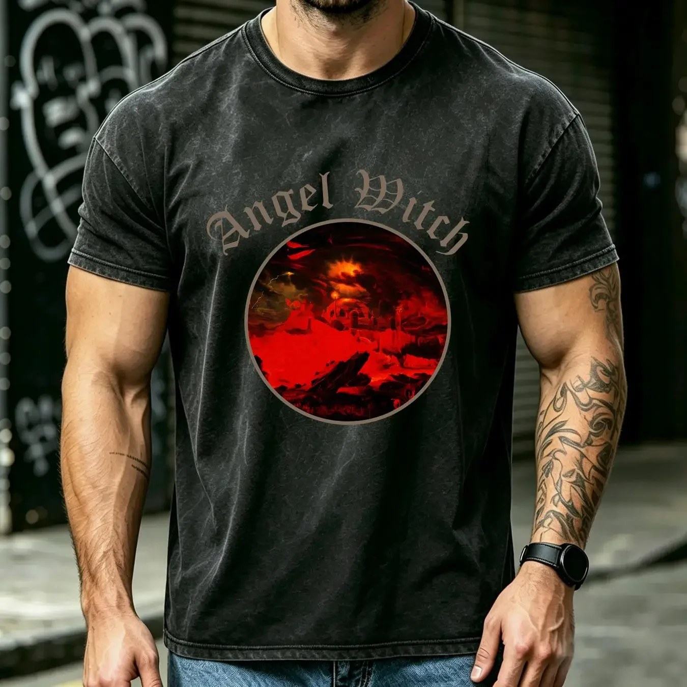 washed T Shirt Angel Witch 'Angel Logo' NEW long or short sleeves vintage Washed Slightly Unisex Versatile homme