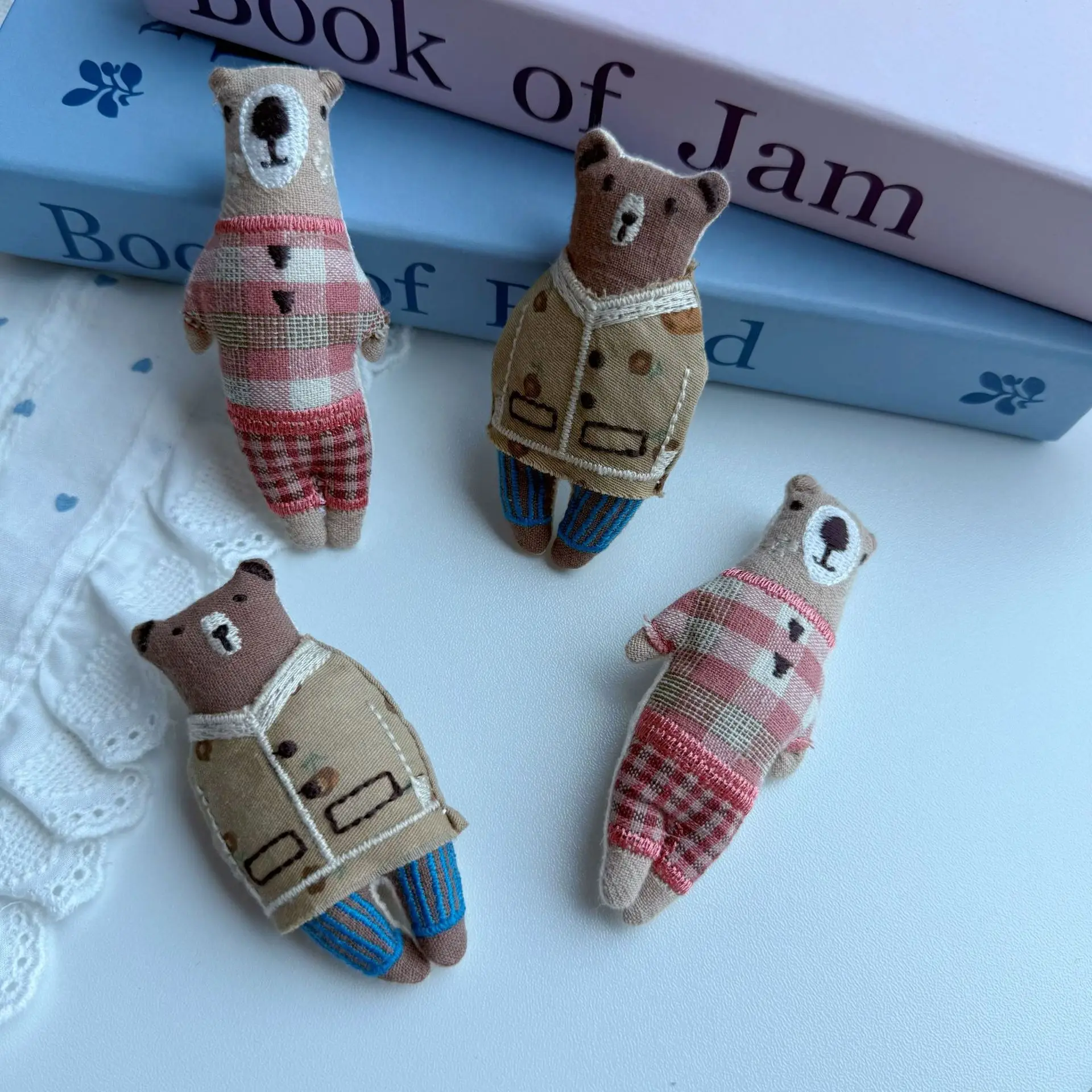 Japanese Fresh Cotton Linen Small Animal Hair Accessories Bear Rabbit Lion Versatile Brooch Pin for Hat Bag