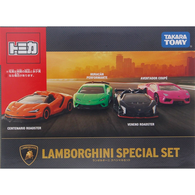 TAKARA TOMY 4 Lamborghini Sports car set613589alloy die cast simulation car models, boys' toys,children's holiday birthday gifts