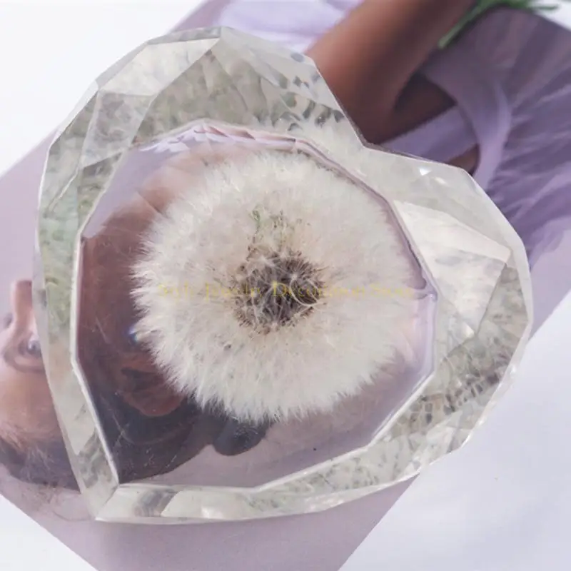 

D46E 3D Faceted Love Heart Epoxy Silicone Mold Table Soft Ceramic Plaster Ornament Diy Crafts Decorations