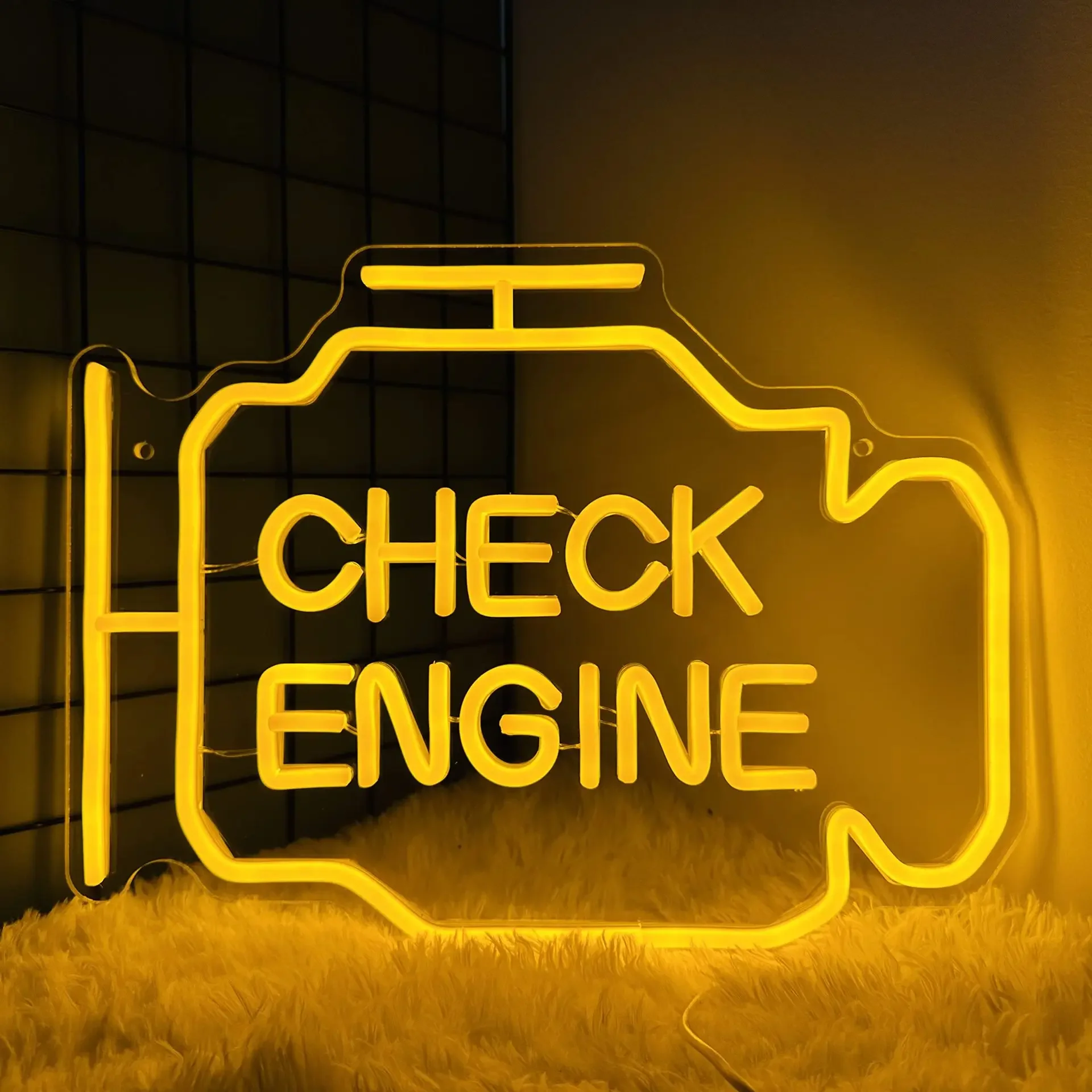 Check Engine Neon Sign Led Light Auto Room Garage Repair Shop Wall Decor Bar Party Club Luminous Atmosphere Lamp USB Power