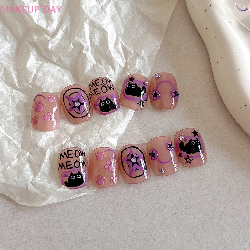 Cartoon Cute Cat Nail Stickers Nail Art Supplies Kawaii Nail Art Stickers Fashion Nail Art Decoration Stickers Manicure Decals