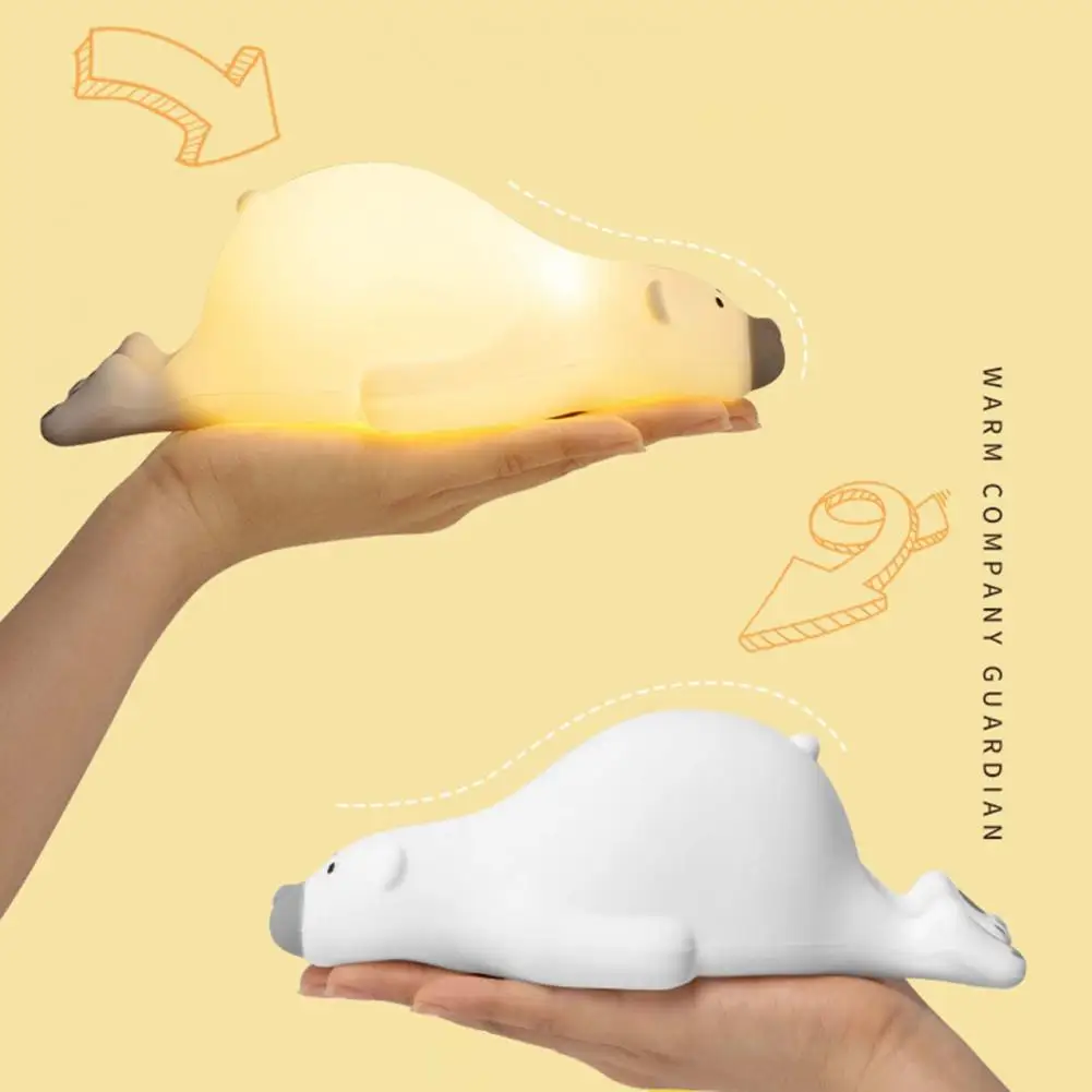 Eco-friendly Cartoon Night Lamp Silicone Bear Night Light Soft Lighting Illumination Bedroom Cartoon Night Light Ornament