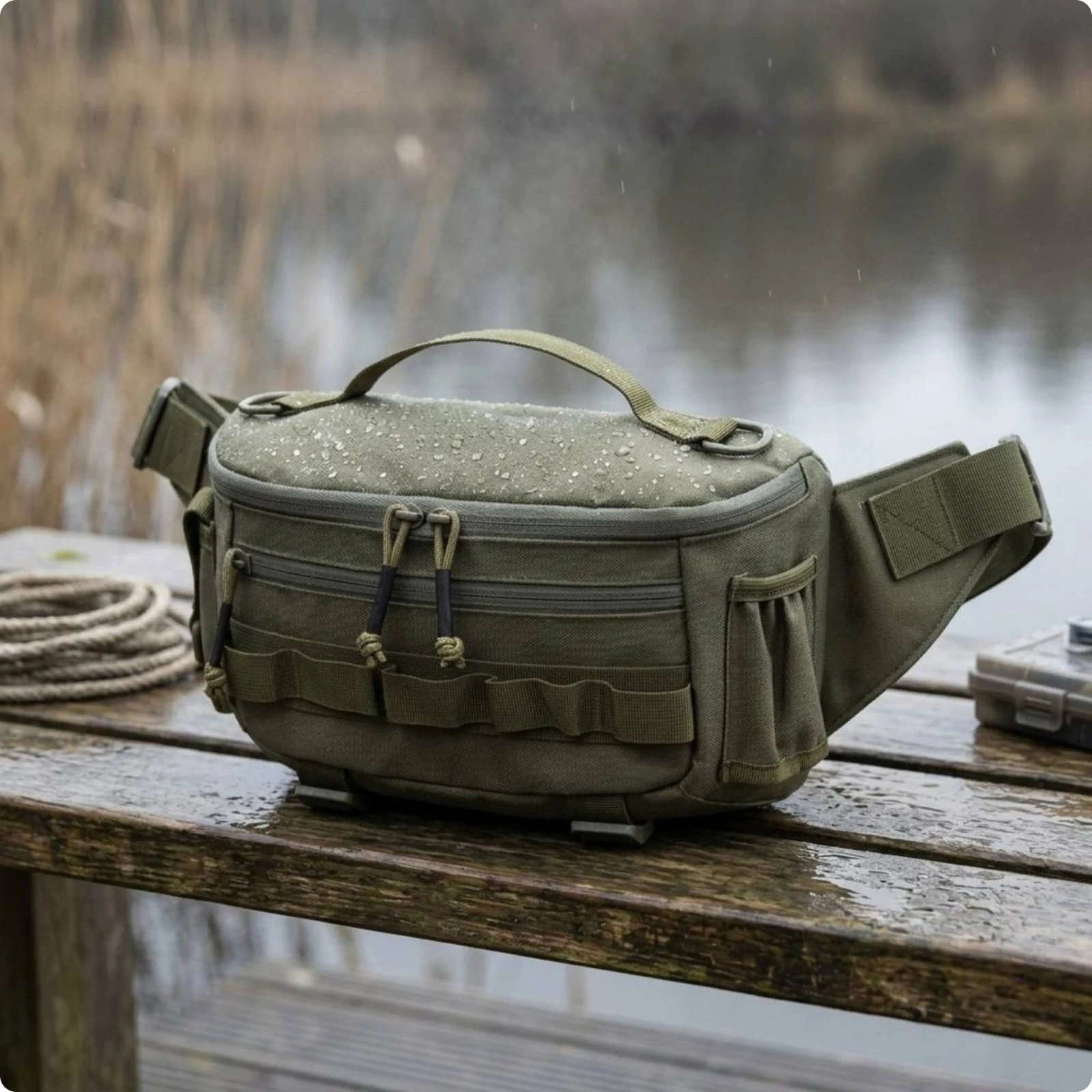 Lure Bag Water-Resistant Fishing Waist Pack Crossbody Fishing Bag Multiple Pockets Outdoor Gear Hands Unrestricted for Anglers