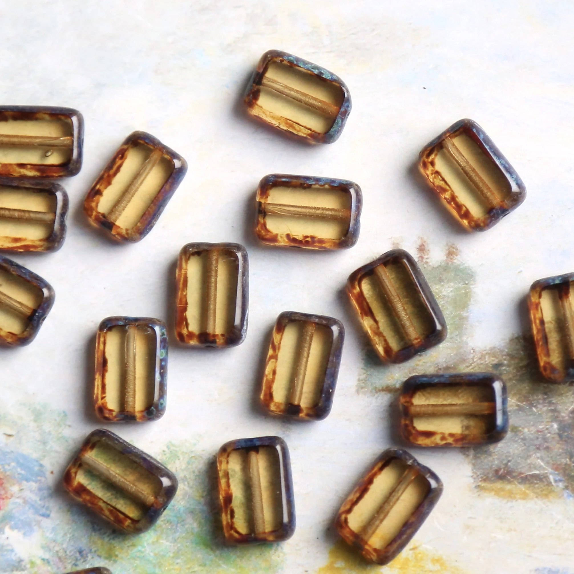 

10шт чешская бусина 12×8мм янтарно-зеленая ретро стеклянная бусина материал ручной работы