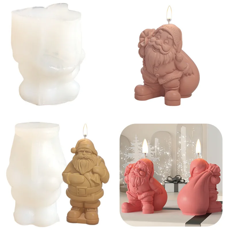 

2pcs Christmas Candle Silicone Mold - Food Grade Baking Mold for DIY Scented Candles & Decor