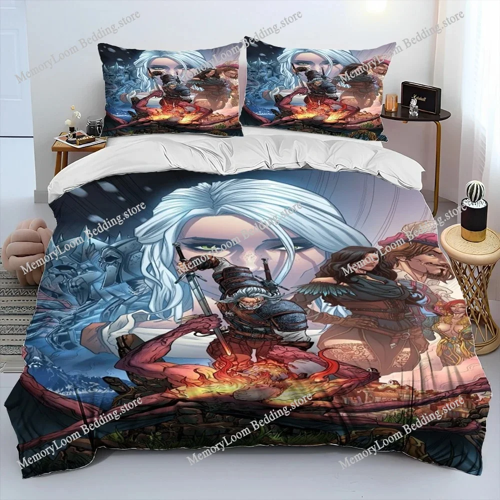 

3D The W-Witcher Game Gamer cartoon Comforter Bedding Set,Duvet Cover Bed Set Quilt Cover Pillowcase,king Queen Size Bedding Set