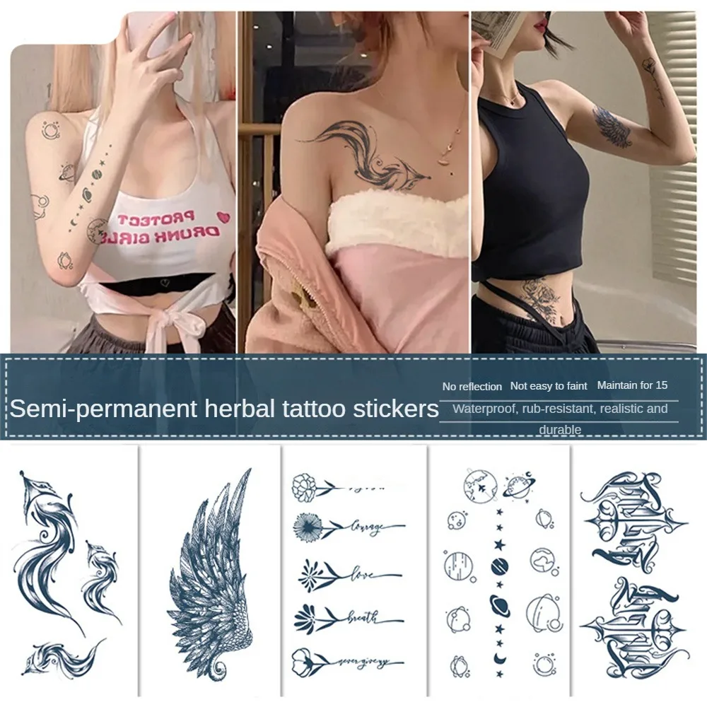 Waterproof Temporary Tattoo Sticker Dot Roar Lion Flash Tatoo Wolf Moon Starry Sky Arm Wrist Fake Tatto For Body Art Women Men