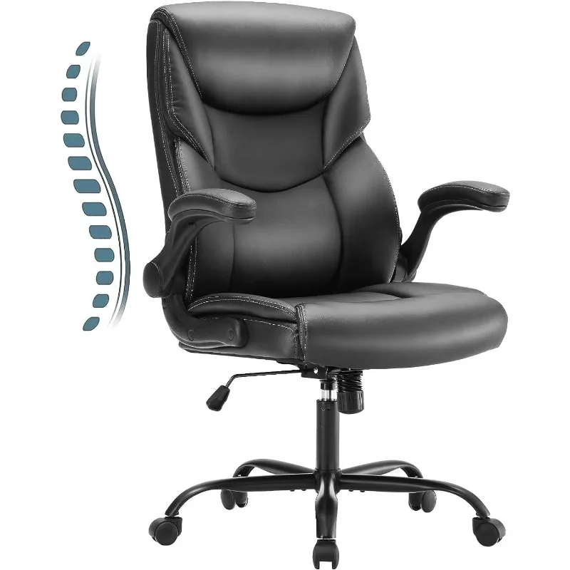 

Computer Gaming Chair, Ergonomic Office Chair Heavy Duty Task Desk Chair with Flip-up Arms, PU Leather, Adjustable Swivel