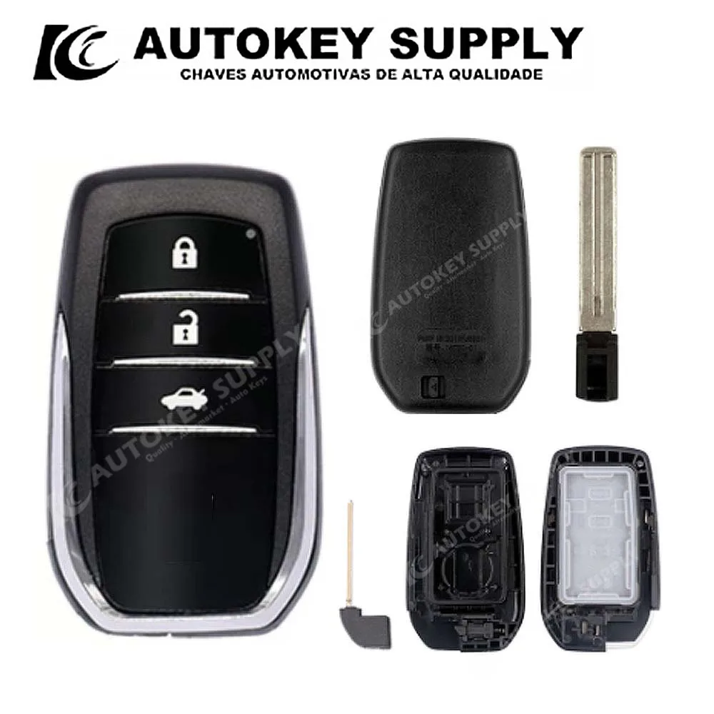 Autokeysupply AKTYS357 Crown Smart Card Key Shell 3 Buttons No Logo On Back Cover (Single Side Slot) For Toyota