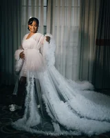 Extra Puffy Bridal Wedding Robe Customized Women Dress Nightgown Long Sleeves Ruffles Sleepwear Bathrobe Bride Pajamas - Image 4