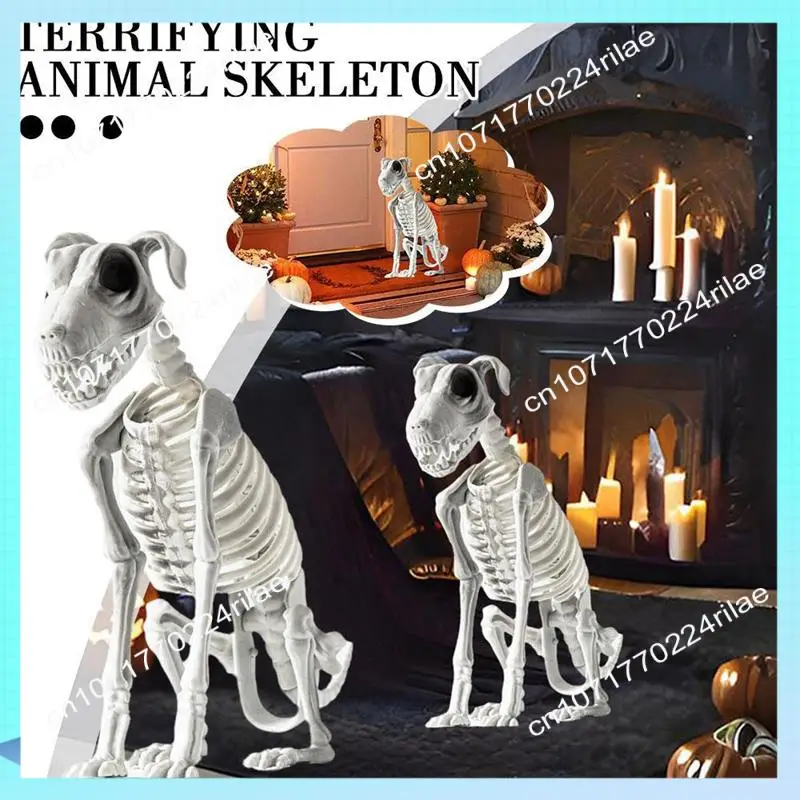 

A17Z Halloween Sitting Dog Skeleton Scary Spooky Sitting Dog Skeleton With Sharp Teeth Halloween Herror Decoration