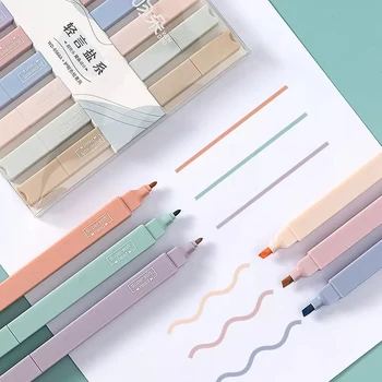 6 unids/set resaltador de Color Pastel papelería Kawaii marcador de Color suministros escolares marcador para estudiantes resaltador papelería japonesa