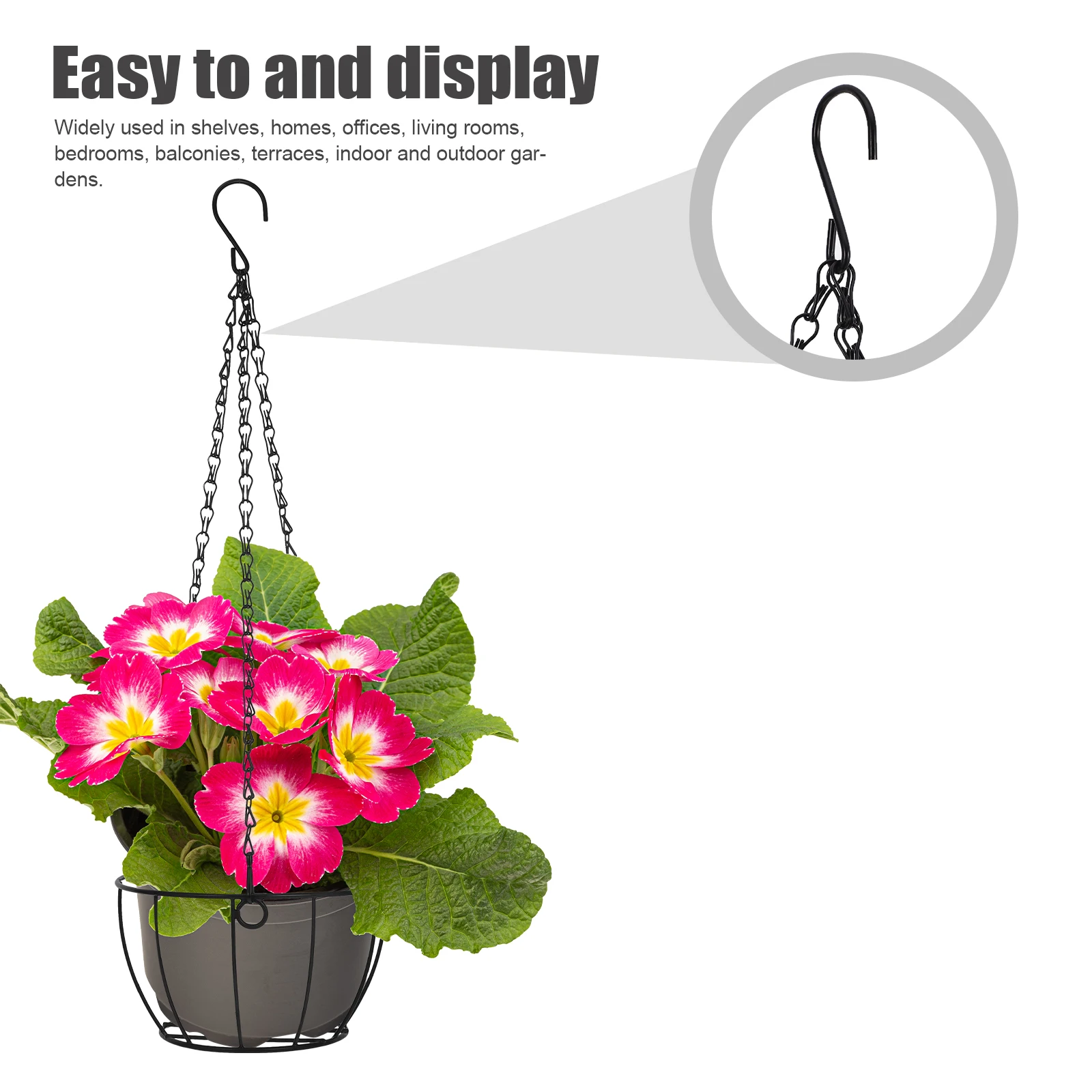 

Hanging Plant Pot Chain Hanger Holder Pots Balcony Vases Basket Round Planter Flower
