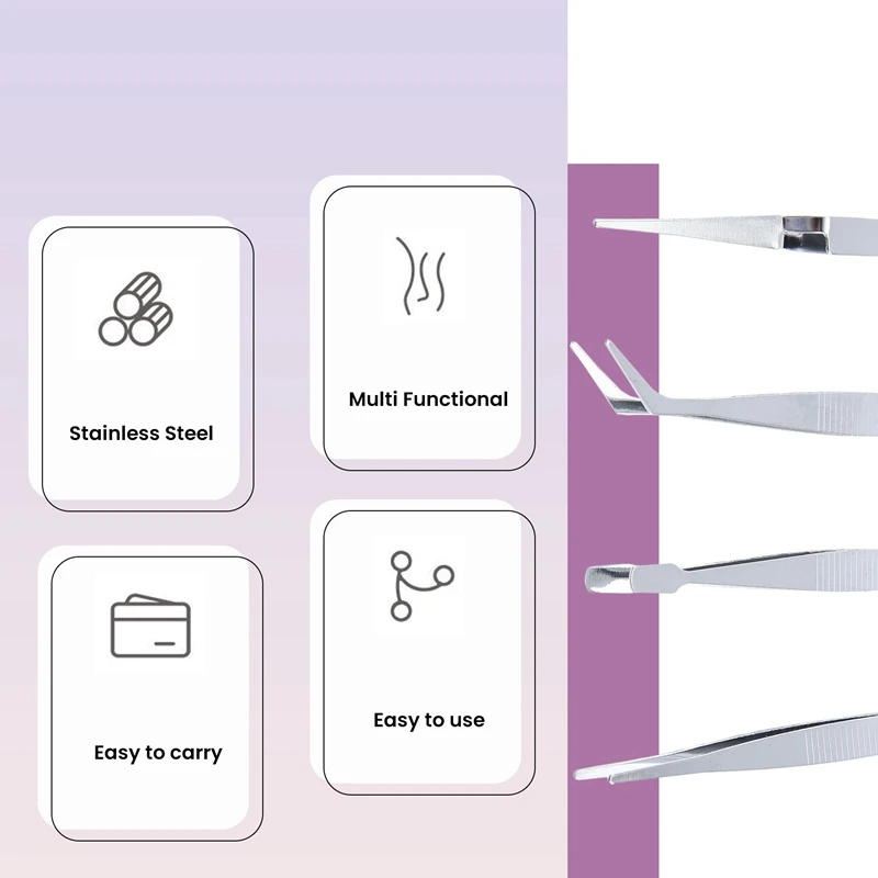 T61C_4 قطعة/المجموعة ملاقط دقيقة من الفولاذ المقاوم للصدأ ملقط إلكتروني سميك
