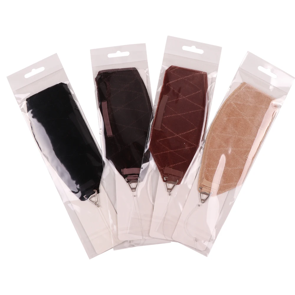 Nunify faixa de aperto de peruca de veludo com fio de peixe ajustável – faixa antiderrapante para perucas sem cola, toppers de cabelo preto café bege sobrancelha